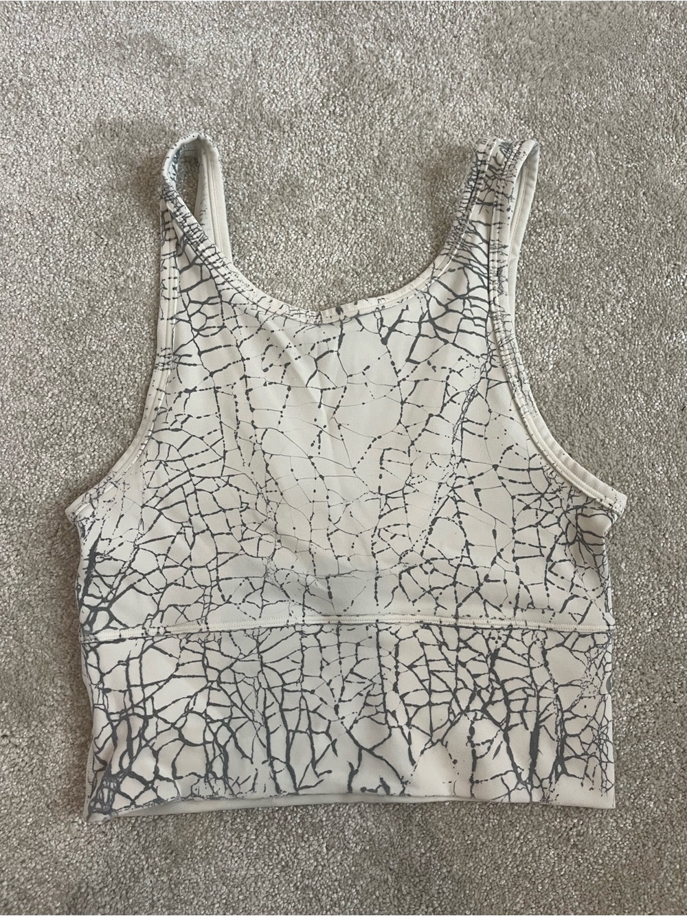 lululemon athletica White Gray Crackle Print Crop Tank